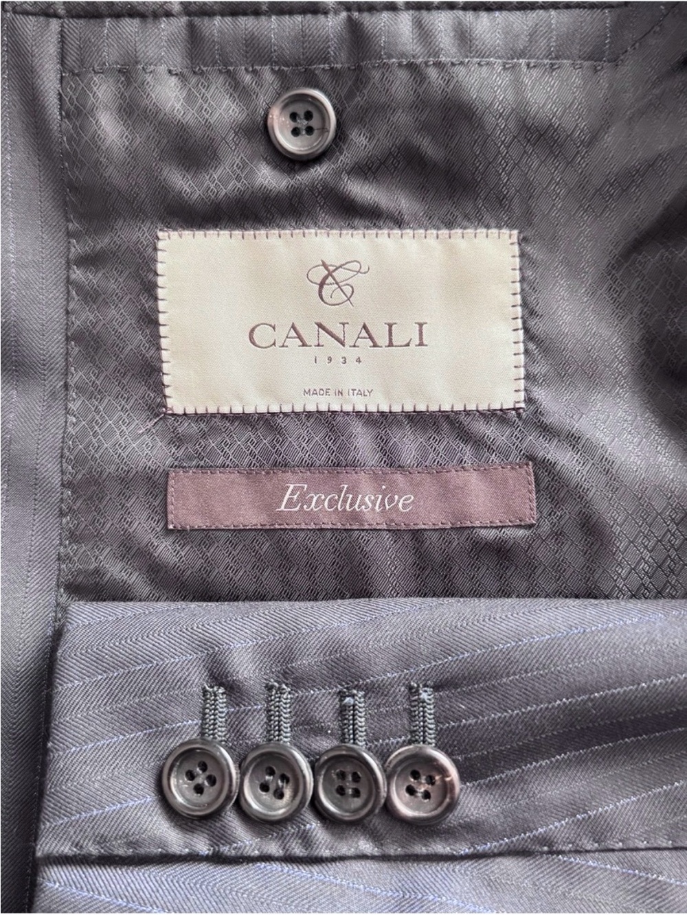 Canali Exclusive Super 150s Wool Blazer 44R Dark Blue Pinstripe Made in Italy - Picture 4 of 8